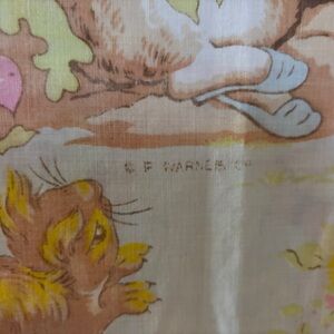 Vintage 1970S BEATRIX POTTER PETER RABBIT TWIN FLAT SHEET, Ginger pickles